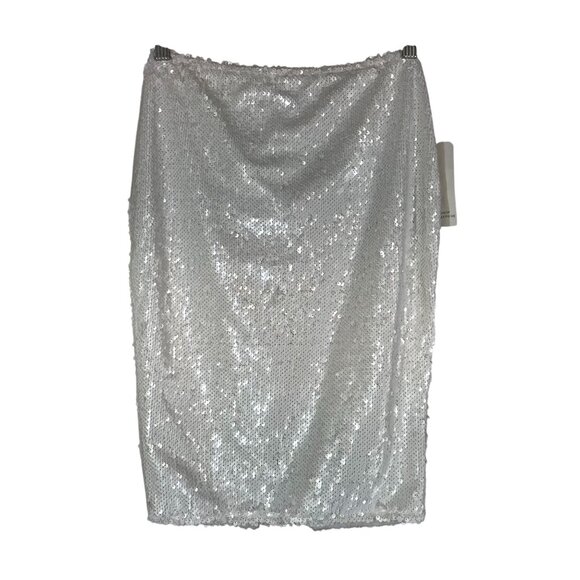 TOBI - WOMEN'S SMALL - WHITE SEQUINED HOLIDAY PARTY PENCIL SKIRT - Picture 1 of 6